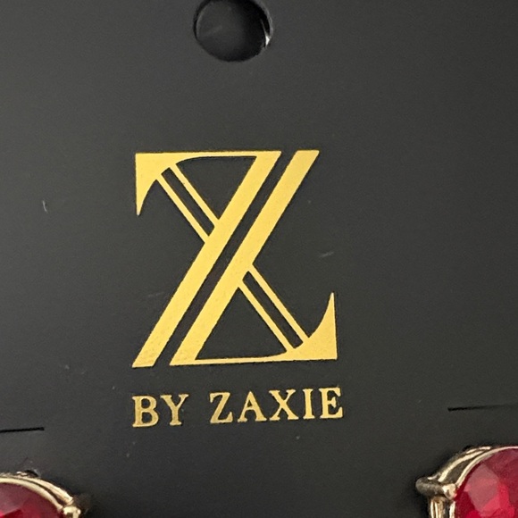 Red and Gold Teardrop Earrings - Picture 2 of 3